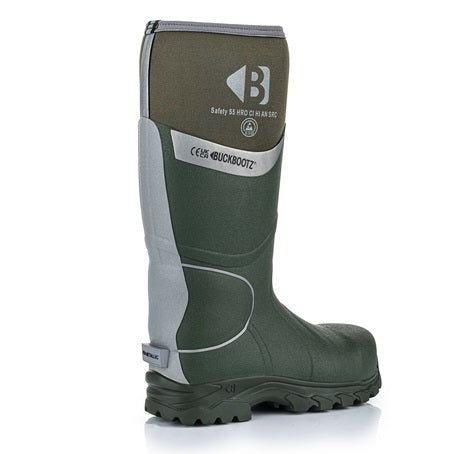 High Visibility Non Metallic Safety Wellington S5 BuckBootz Green - BBZ8000