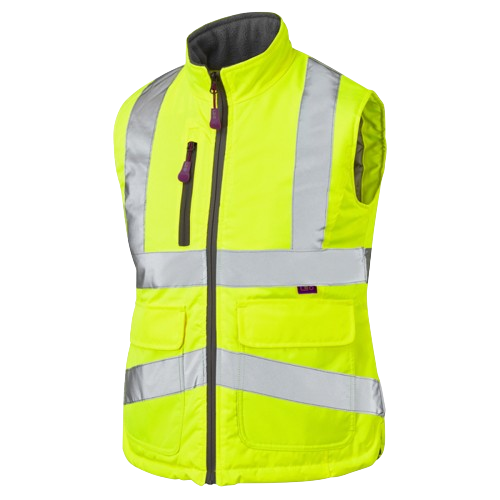 Leo Hi Vis Womens Water Resistant Quilted Lined Bodywarmer - BWL01