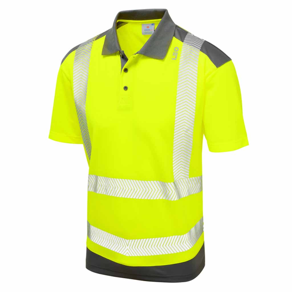 Leo Peppercombe Hi Vis Polo Shirt Short Sleeve Lightweight Breathable - P14