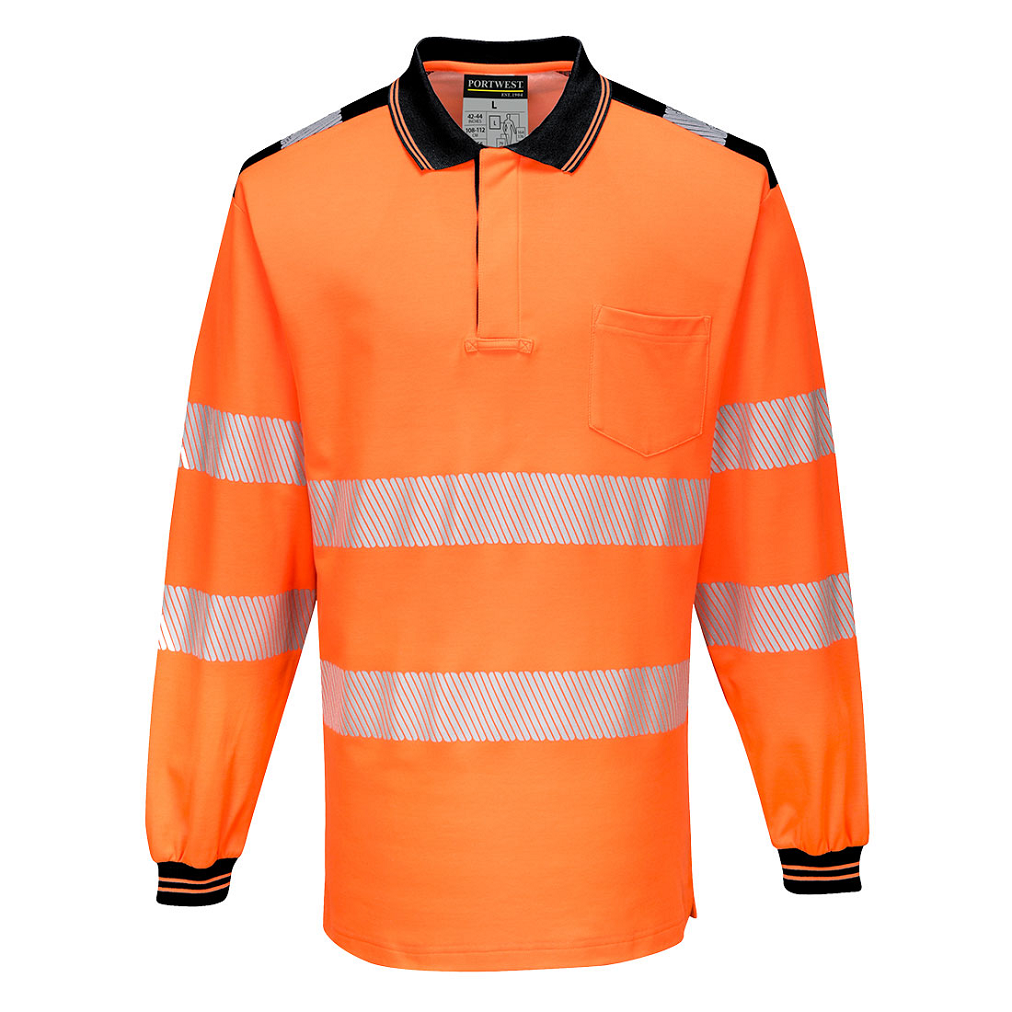PW3 Hi-Vis Cotton Comfort Polo Shirt Long sleeve - T184