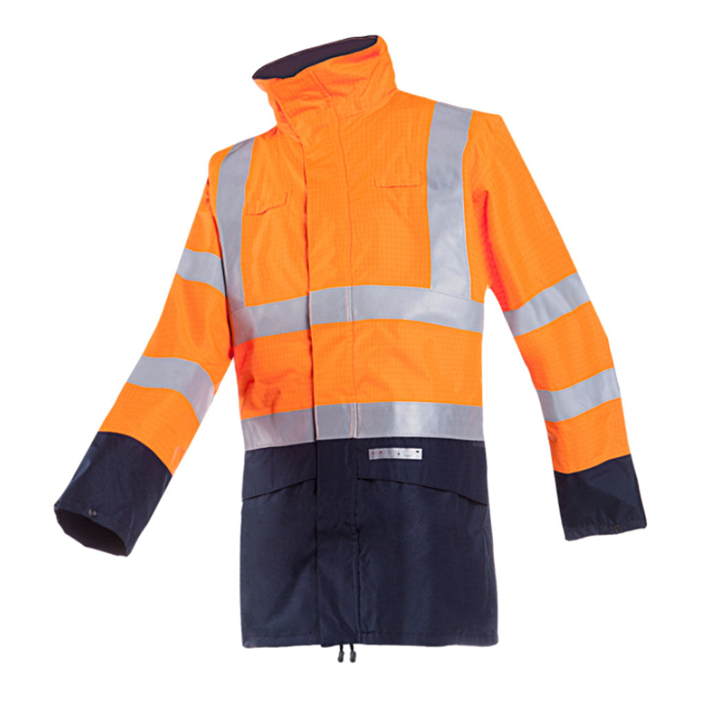 Sioen Marex Hi Vis Rain Jacket Flame Retardant Water Repellent Parka - 9464