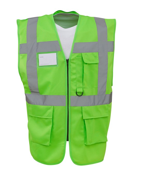 Multifunctional Executive Front Zip Hi-Vis Waistcoat - YK002