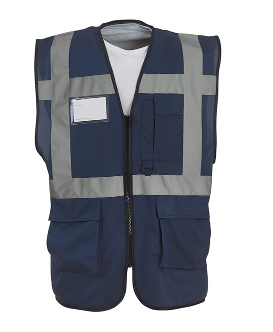 Multifunctional Executive Front Zip Hi-Vis Waistcoat - YK002