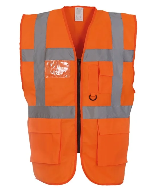 Multifunctional Executive Front Zip Hi-Vis Waistcoat - YK002