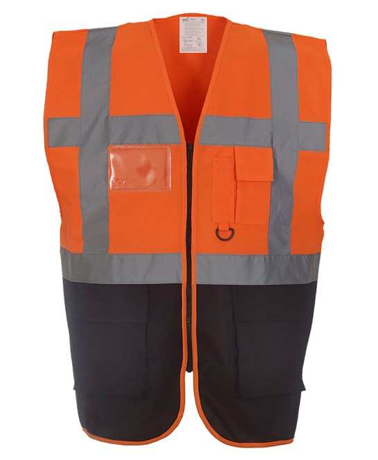Multifunctional Executive Front Zip Hi-Vis Waistcoat - YK002