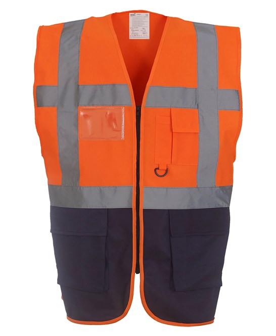 Multifunctional Executive Front Zip Hi-Vis Waistcoat - YK002
