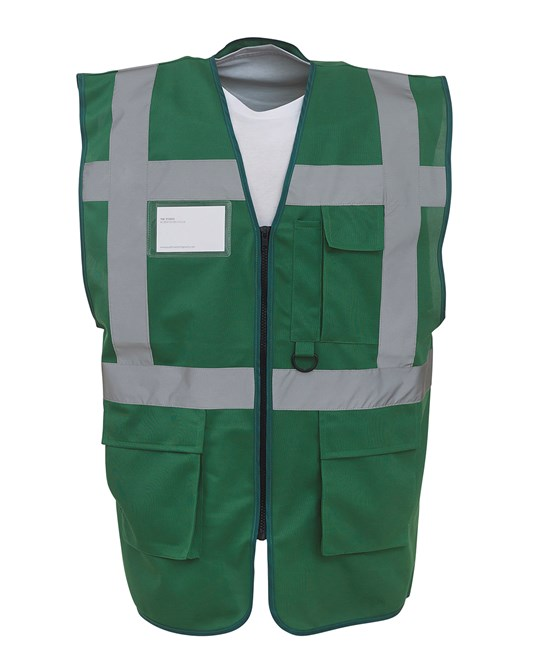 Multifunctional Executive Front Zip Hi-Vis Waistcoat - YK002
