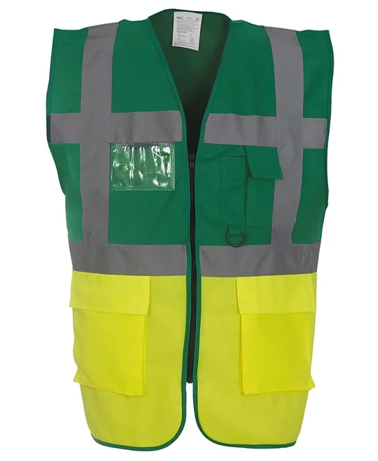 Multifunctional Executive Front Zip Hi-Vis Waistcoat - YK002