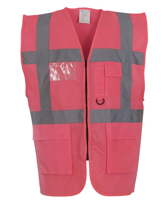 Multifunctional Executive Front Zip Hi-Vis Waistcoat - YK002