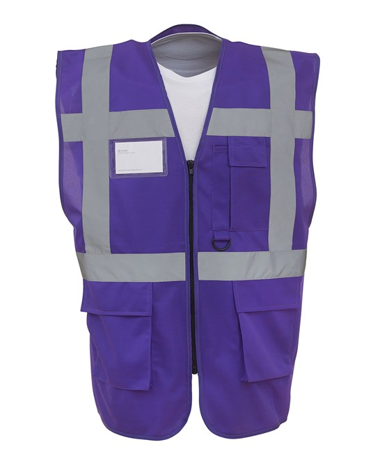 Multifunctional Executive Front Zip Hi-Vis Waistcoat - YK002