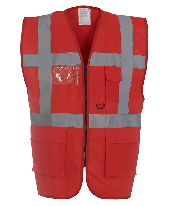 Multifunctional Executive Front Zip Hi-Vis Waistcoat - YK002