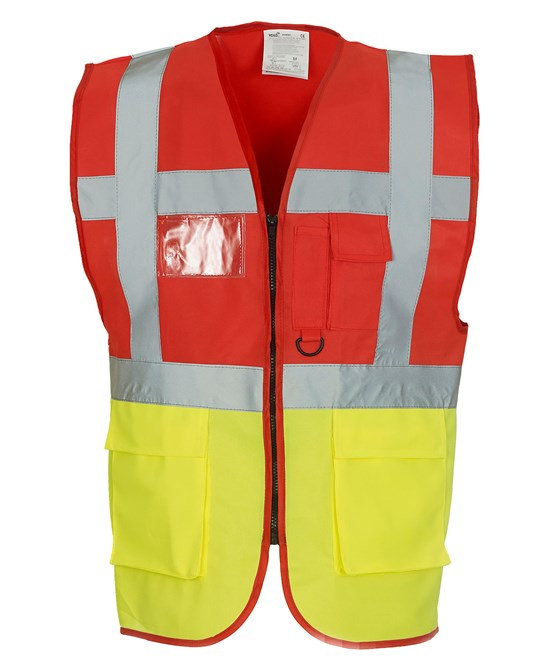 Multifunctional Executive Front Zip Hi-Vis Waistcoat - YK002