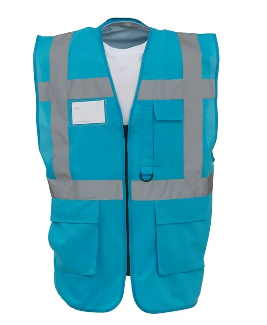 Multifunctional Executive Front Zip Hi-Vis Waistcoat - YK002