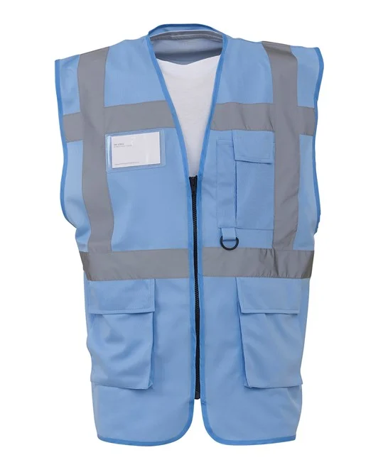 Multifunctional Executive Front Zip Hi-Vis Waistcoat - YK002