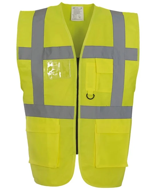 Multifunctional Executive Front Zip Hi-Vis Waistcoat - YK002