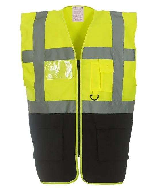 Multifunctional Executive Front Zip Hi-Vis Waistcoat - YK002
