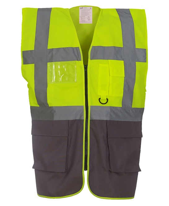 Multifunctional Executive Front Zip Hi-Vis Waistcoat - YK002