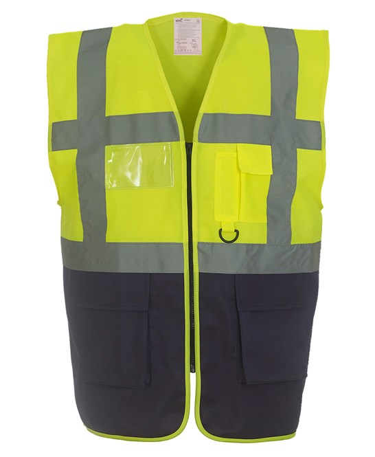 Multifunctional Executive Front Zip Hi-Vis Waistcoat - YK002