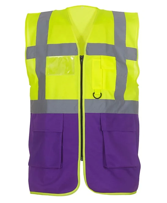 Multifunctional Executive Front Zip Hi-Vis Waistcoat - YK002