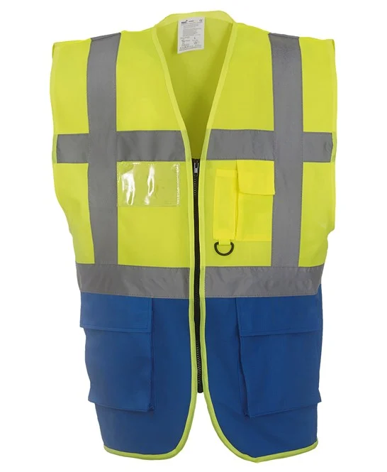 Multifunctional Executive Front Zip Hi-Vis Waistcoat - YK002