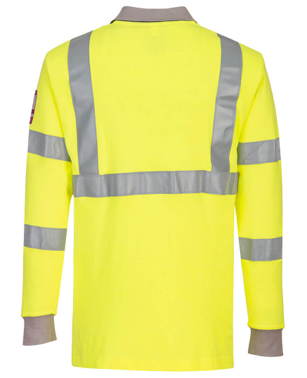 Portwest Hi Vis Flame Resistant Long Sleeve Polo Shirt - FR77