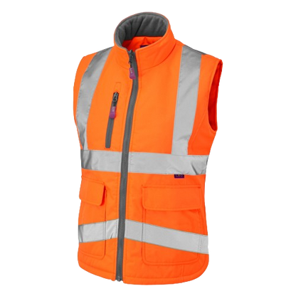 Leo Hi Vis Womens Water Resistant Quilted Lined Bodywarmer - BWL01