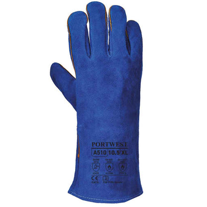 Portwest Leather Welders Safety Gauntlet Glove - Royal - A510
