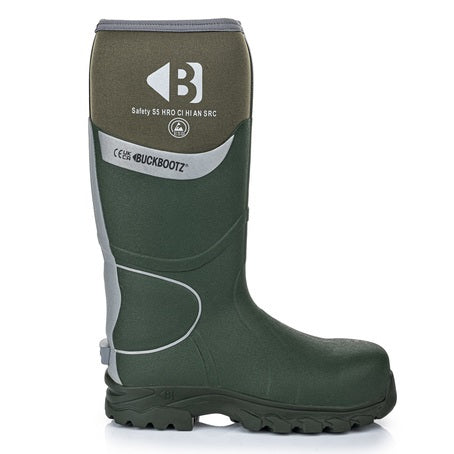 High Visibility Non Metallic Safety Wellington S5 BuckBootz Green - BBZ8000