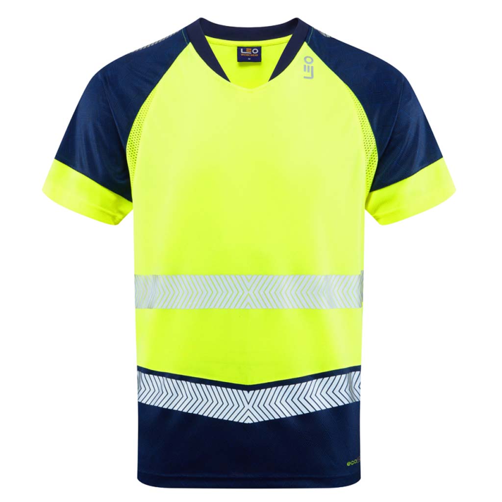 Leo Hi Vis Lightweight Navy Contrast Summer T-Shirt - FORDA
