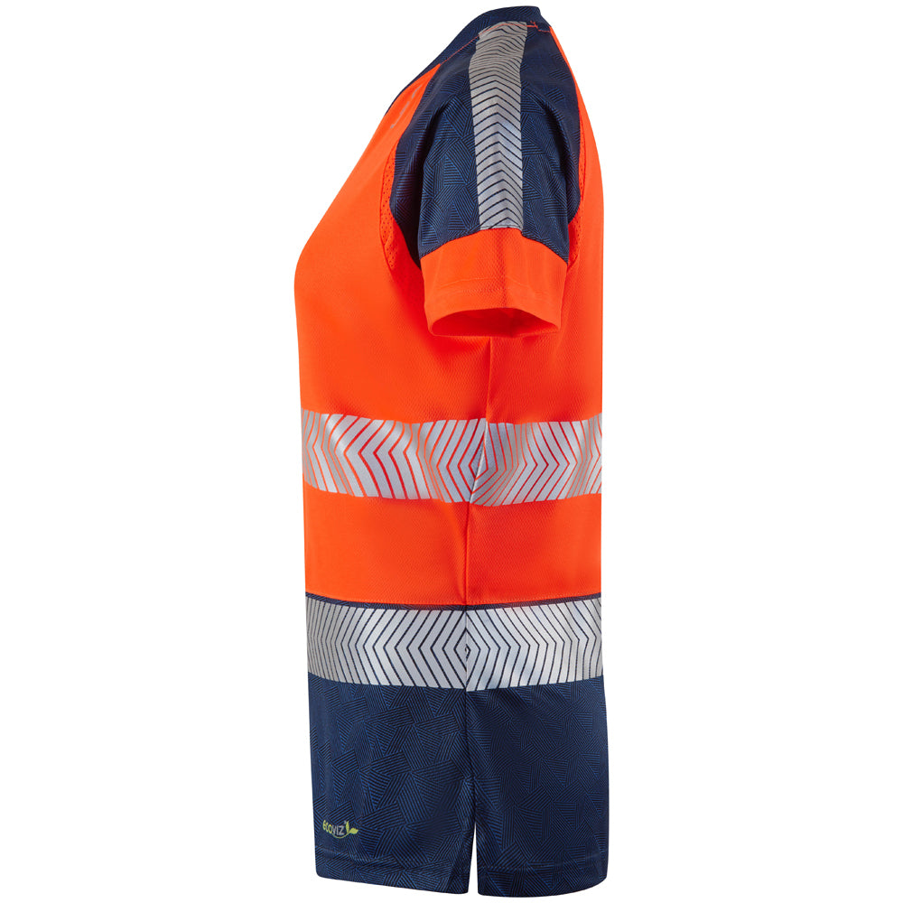 Leo Womens Hi Vis Lightweight Navy Contrast Work T-Shirt - LORNA
