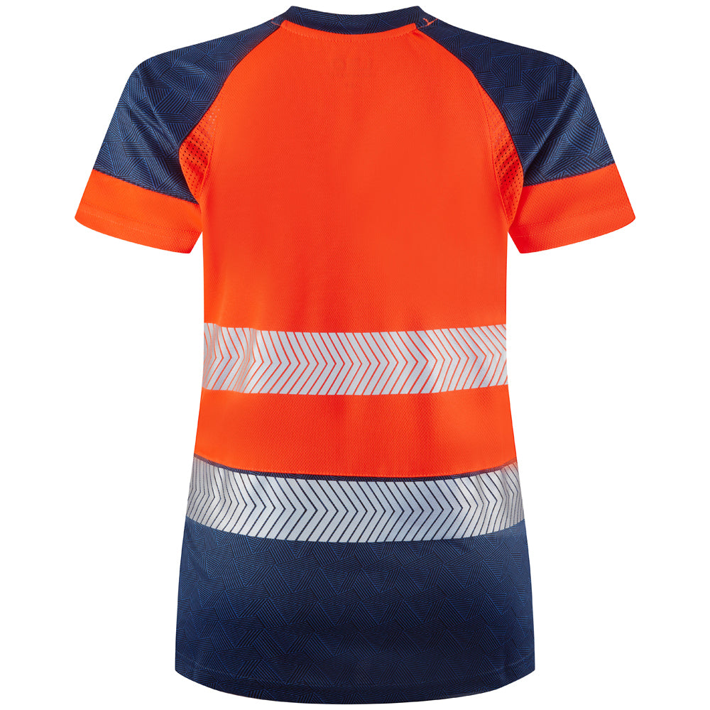 Leo Womens Hi Vis Lightweight Navy Contrast Work T-Shirt - LORNA