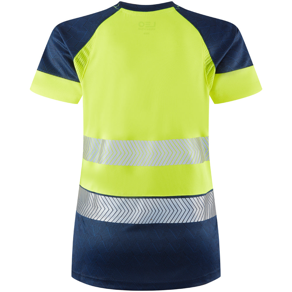 Leo Womens Hi Vis Lightweight Navy Contrast Work T-Shirt - LORNA
