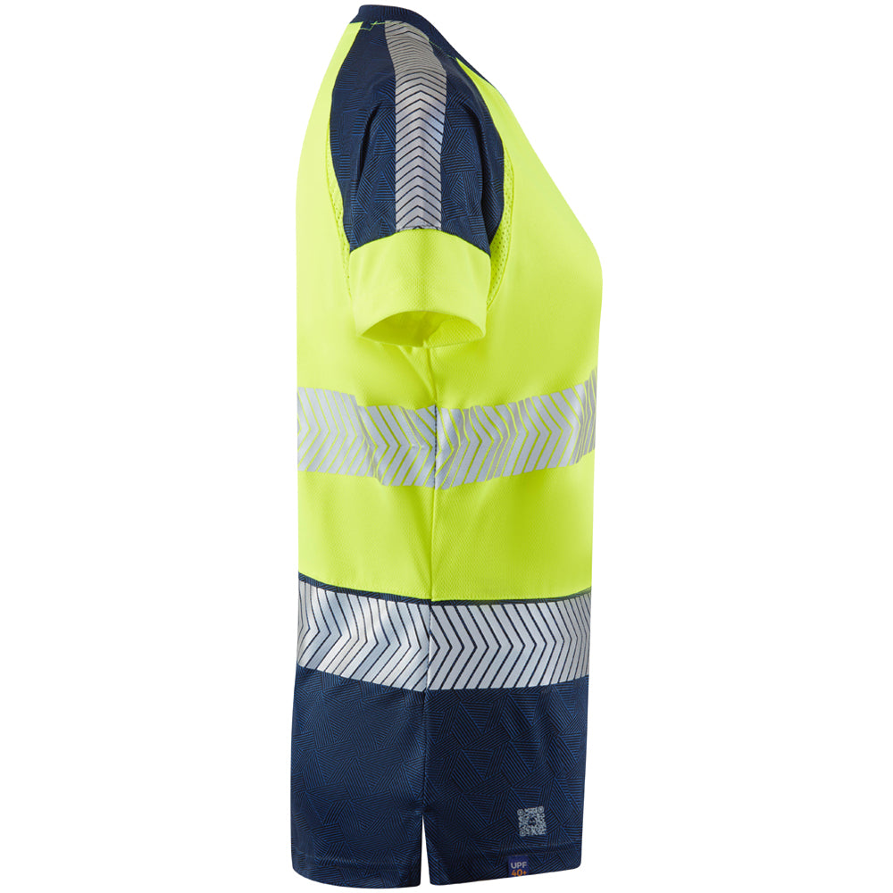 Leo Womens Hi Vis Lightweight Navy Contrast Work T-Shirt - LORNA