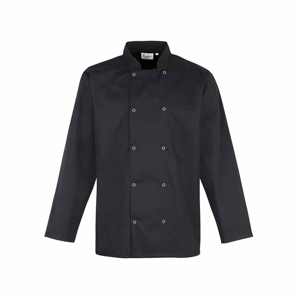 Premier Men's Stud Front Long Sleeve Chefs Jacket - PR665