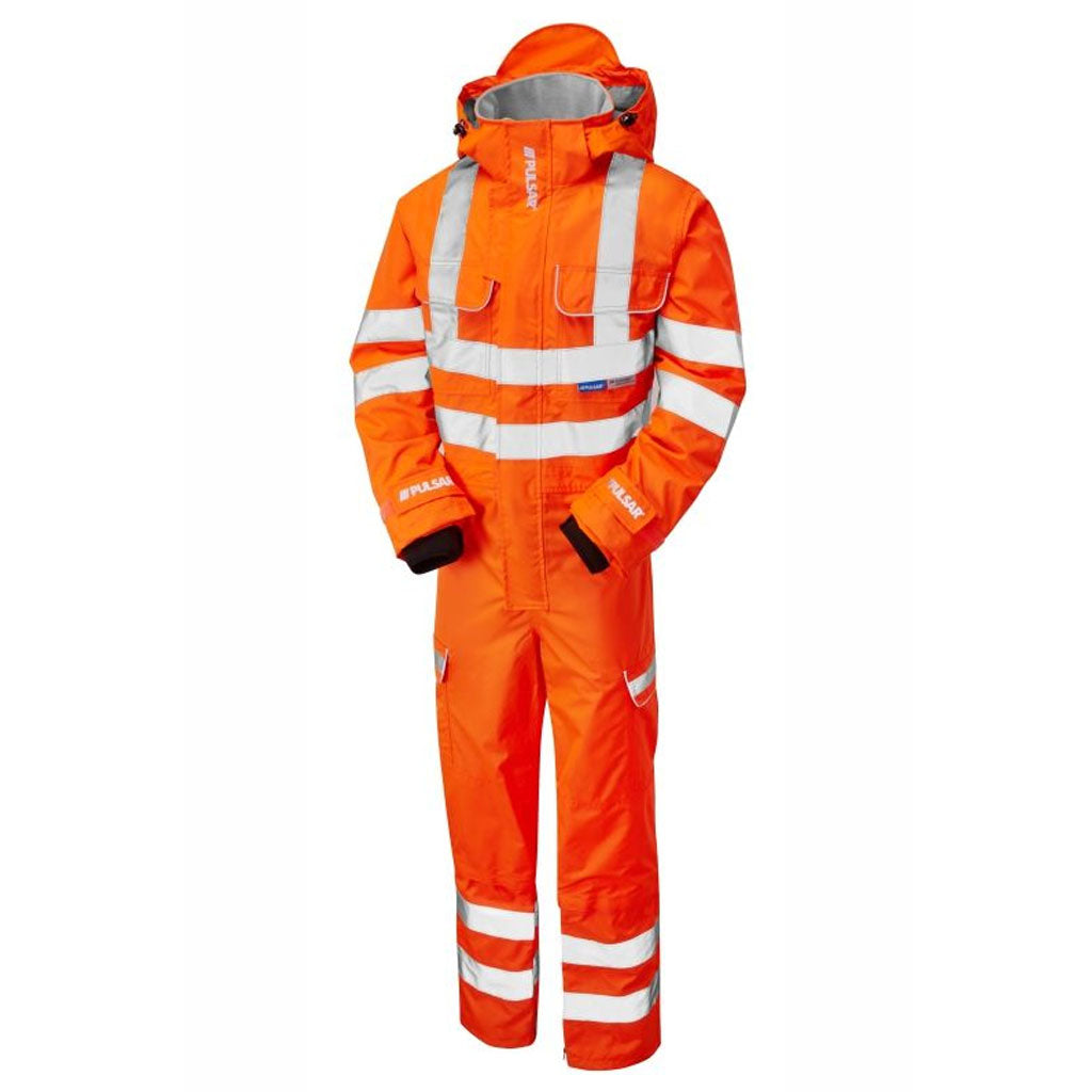 Pulsar Hi Vis Rail Spec Waterproof Coverall -  Foul Weather Protection Overall - PR505