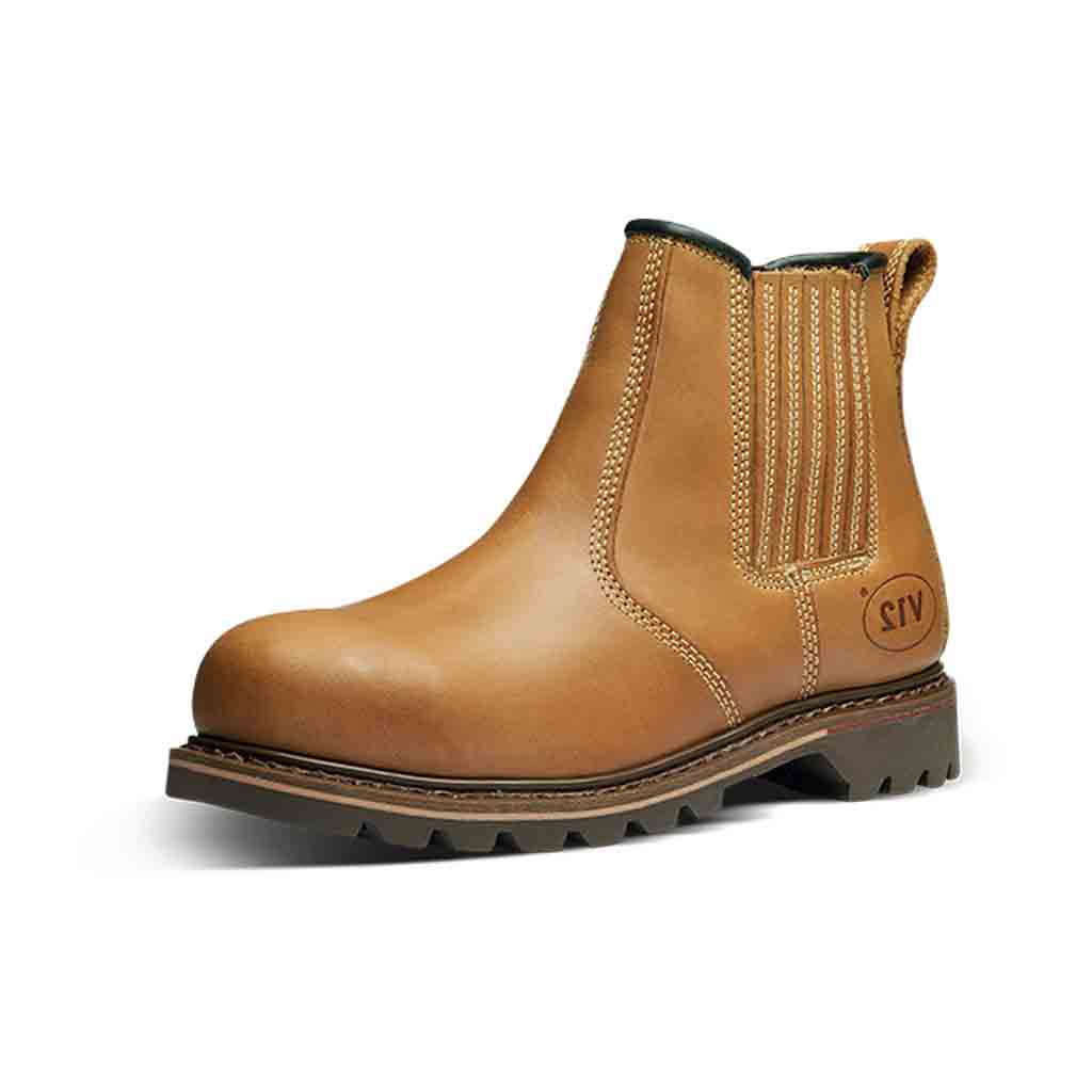 V12 Stampede Tan Leather Safety Dealer Boots - V1241