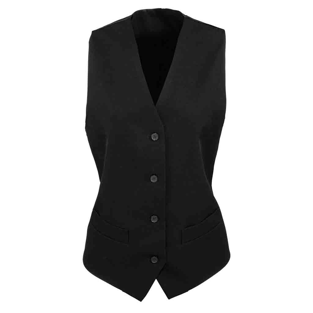 Premier Tailored Women's Lined Waistcoat, Black - PR623