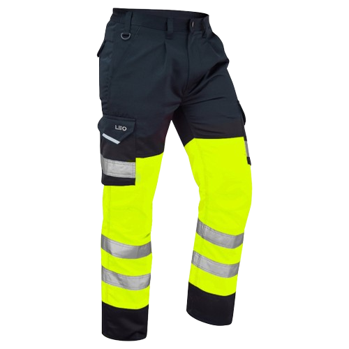 Bideford Hi Vis Cargo Trousers Yellow/Navy - CT01