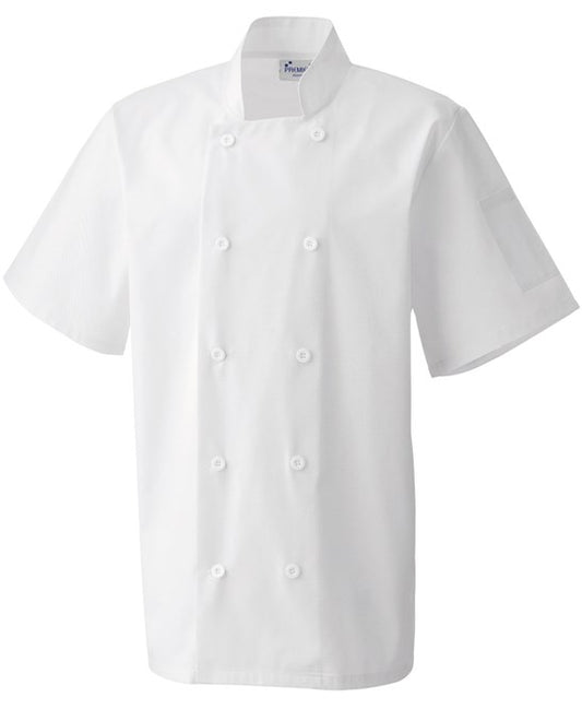 Premier Unisex Chefs White Short Sleeve Jacket Button Front Coat - PR656