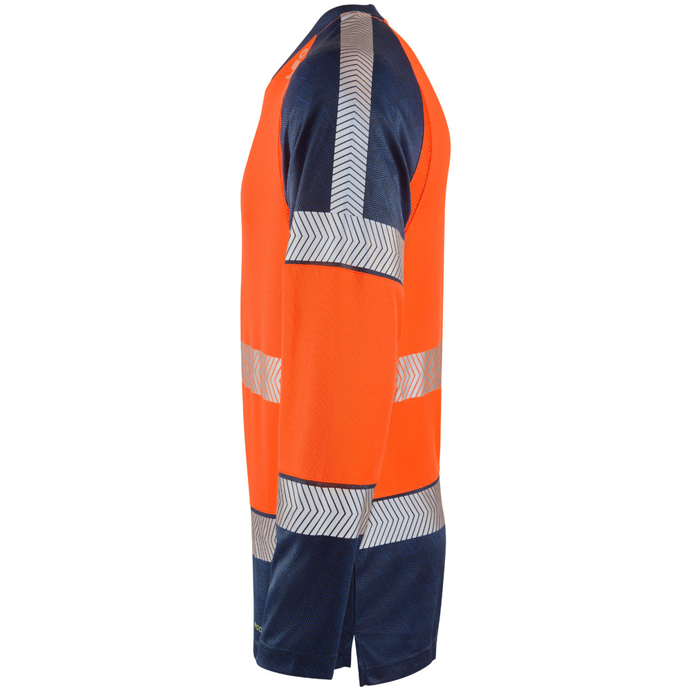 Leo Hi Vis Long Sleeve Lightweight Navy Contrast T-Shirt - RUDA