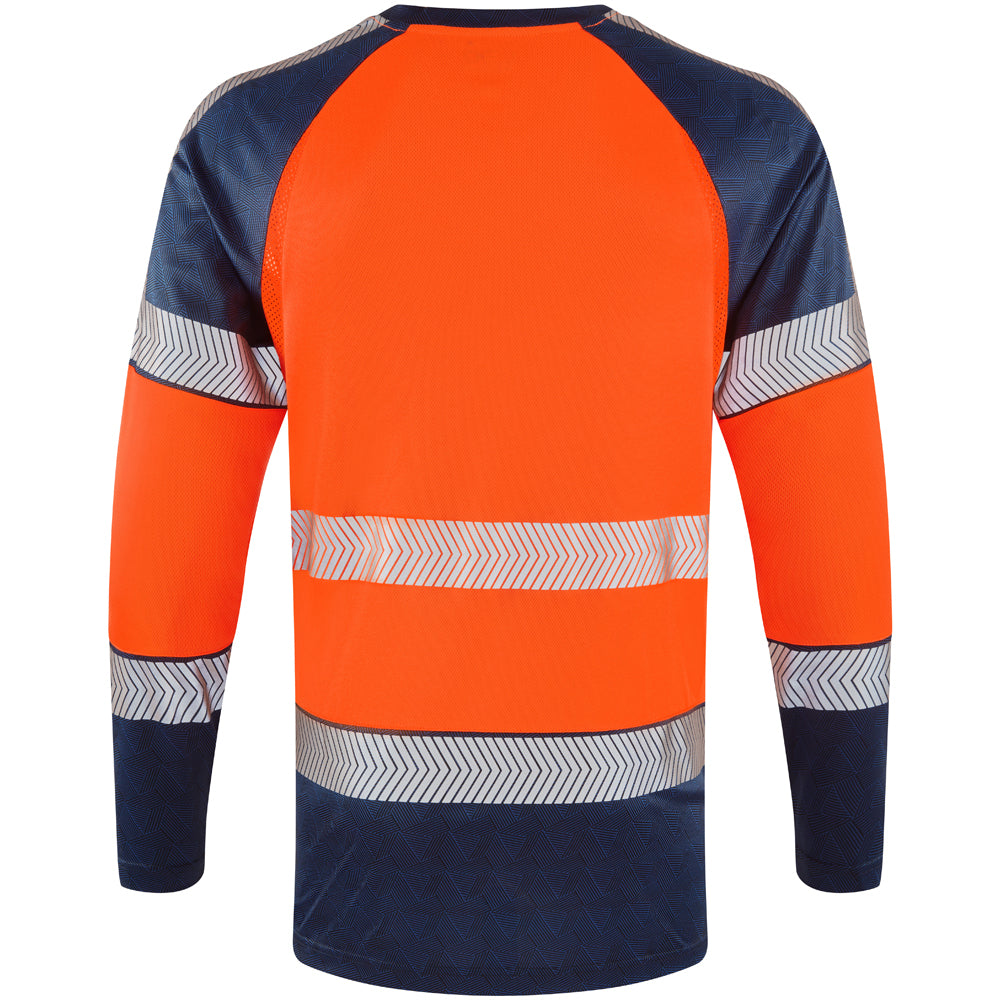 Leo Hi Vis Long Sleeve Lightweight Navy Contrast T-Shirt - RUDA