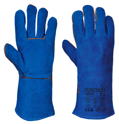 Portwest Leather Welders Safety Gauntlet Glove - Royal - A510