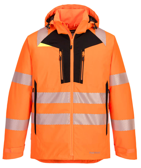 Portwest DX4 Waterproof Hi Vis Hooded Winter Jacket - DX461