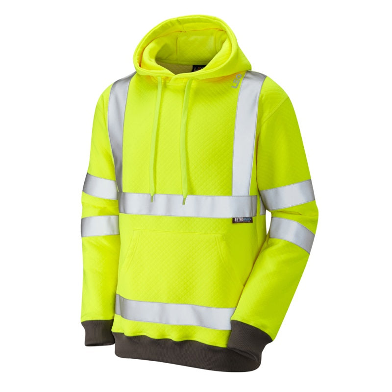Leo Hi Vis Yellow Hoody Goodleigh ISO 20471 Class 3 Hooded Sweatshirt