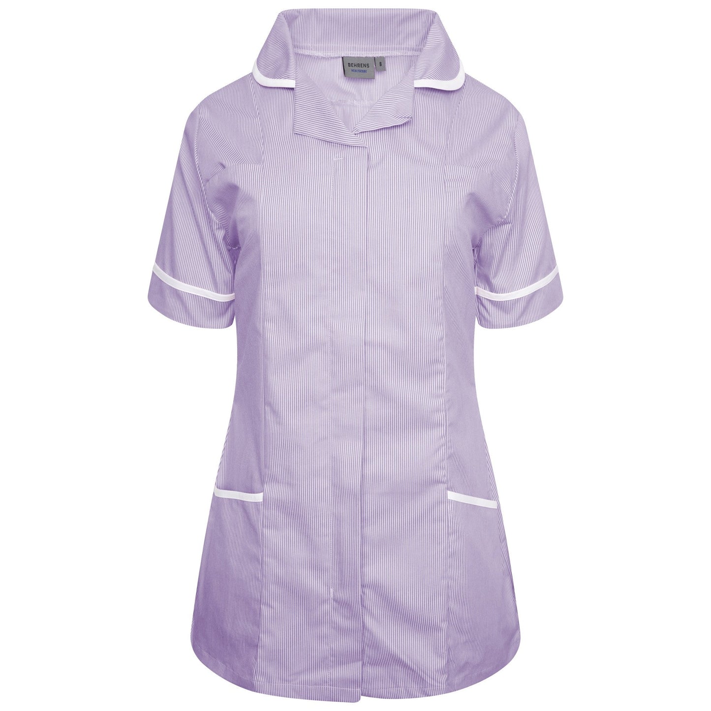 Behrens Striped Women's Healthcare Nurses Tunic - NCLTPS Lilac/White Stripe/White Trim UK 8