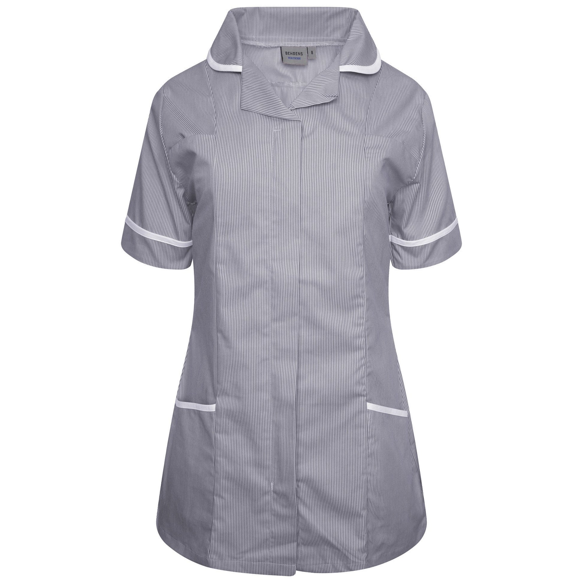 Behrens Striped Women's Healthcare Nurses Tunic - NCLTPS Navy/White Stripe/White Trim UK 8