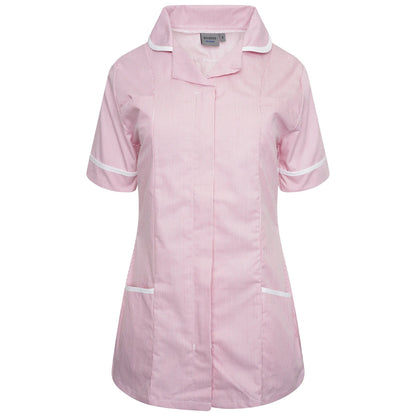 Behrens Striped Women's Healthcare Nurses Tunic - NCLTPS Pink/White Stripe/White Trim UK 8