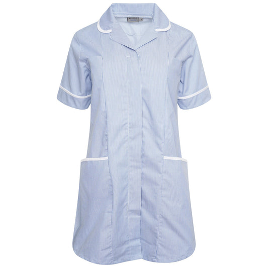 Behrens Striped Women's Healthcare Nurses Tunic - NCLTPS Blue/White Stripe/White Trim UK 8