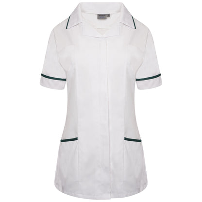Behrens Ladies Revere Nurses Tunic - NCLTPSR - White/Bottle Green Trim - UK 8