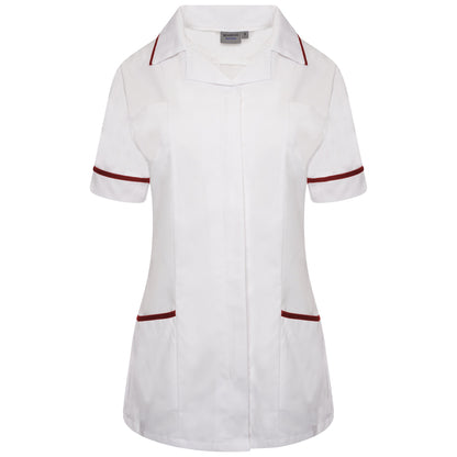 Behrens Ladies Revere Nurses Tunic - NCLTPSR - White/Maroon Trim - UK 8